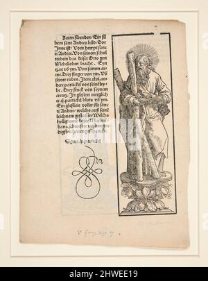 St. Andreas, verso: Reliquiar für den Arm des heiligen Thomas, aus Hallesche Heiltums buch. Künstler, Schule von: Lucas Cranach der Ältere, Deutsch, 1472–1553 Stockfoto