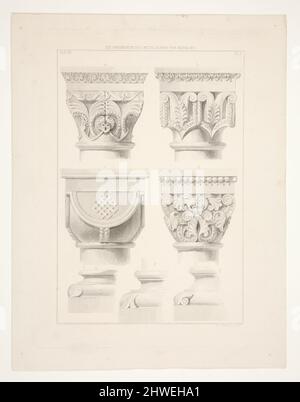 Die Ornamentik des Mittelalters von Heideloff (4 Kapitelle, 3 Sockel). Künstler: Johann Philipp Walther, 1798–1868 Stockfoto