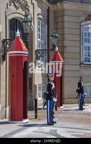 Dänische Kaisergarde, Königspalast Amalienborg, Königspalast, Kopenhagen (Kobenhavn), Königreich Dänemark Stockfoto