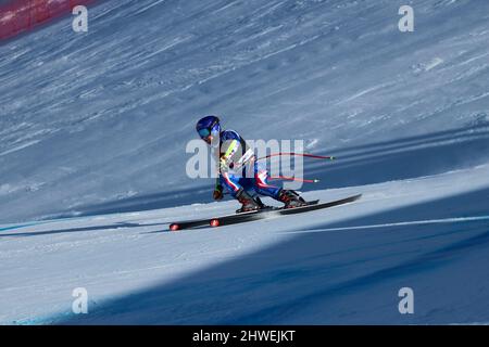 Lenzerheide - Canton Grigioni, Lenzerheide, Italien, 05. März 2022, Tessa Worley (FRA) während des FIS Ski World Cup 2022 - Damen Super G - alpines Skirennen Stockfoto