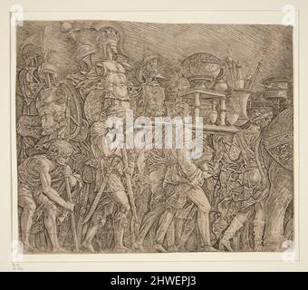 Triumph Caesars: Soldaten, die Trophäen tragen. Danach: Andrea Mantegna, Italiener, ca. 1431–1506 Stockfoto