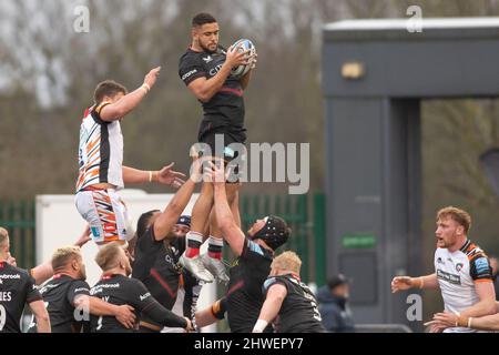 Barnett, Großbritannien. 05. März 2022. Gallagher Premiership Rugby. Saracens V Leicester Tigers. StoneX Stadium. Barnett. Andy Christie of Saracens Kredit: Sport in Pictures/Alamy Live News Stockfoto