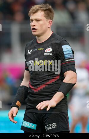 Barnett, Großbritannien. 05. März 2022. Gallagher Premiership Rugby. Saracens V Leicester Tigers. StoneX Stadium. Barnett. Nick Tompkins of Saracens Kredit: Sport in Pictures/Alamy Live News Stockfoto