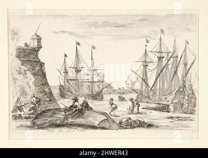 Blick auf eine Ecke von Calais (Vue d’un coin de Calais). Künstler: Stefano Della Bella, Italienisch, 1610–1664 Stockfoto