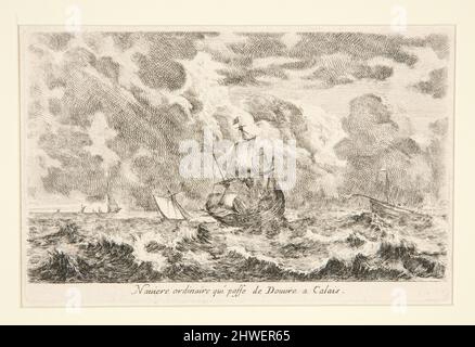 Naviere ordinaire qui passe de douvre a Calais (ein gewöhnliches Schiff zwischen douvre und Calais), aus der Serie Vues de Ports de mar (Ansichten der Seehäfen). Künstler: Stefano Della Bella, Italienisch, 1610–1664 Stockfoto