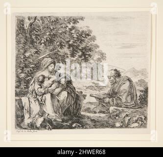 Ruhen Sie sich auf der Flucht nach Ägypten aus. Künstler: Stefano Della Bella, Italienisch, 1610–1664 Stockfoto