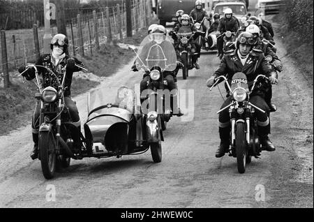 Beerdigung von Motorradfahrern. 7.. Februar 1969. Stockfoto