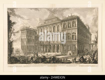 Veduta sul Monte Quirinale del Palazzo dell’Eccellentissima Casa Barberini, Architectura del Cav.r Bernino (Blick auf den Palast der berühmten Barberini-Familie auf dem Quirinalhügel, entworfen von Cavaliere Bernini), von Vedute di Roma. Künstler: Giovanni Battista Piranesi, Italienisch, 1720–1778 Stockfoto