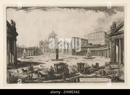 Veduta della gran Piazza e Basilica di S. Pietro (Blick auf den Petersplatz und die Basilika), von Vedute di Roma. Radierer: Giovanni Battista Piranesi, Italienisch, 1720–1778 Stockfoto