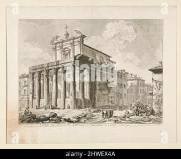 Veduta del Tempio di Antonino e Faustina in Campo Vaccino. (Ansicht des Tempels von Antoninus und Faustina im Forum Romanum.), von Vedute di Roma. Künstler: Giovanni Battista Piranesi, Italienisch, 1720–1778 Stockfoto