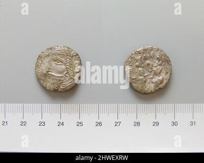 Tetradrachme der Vologasen V aus Selleucia ad Tigrim. Herrscher: Vologases V Prägeanstalt: Eleucia ad Tigrim Künstler: Unbekannt Stockfoto