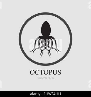 Vorlagen für Oktopus-Logos auf grauem Hintergrund Stock Vektor