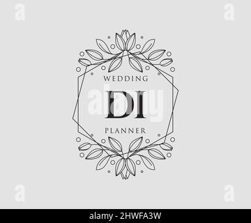 DI Initialen Brief Hochzeit Monogram Logos Kollektion, handgezeichnete moderne minimalistische und florale Vorlagen für Einladungskarten, Save the Date, elegant Stock Vektor