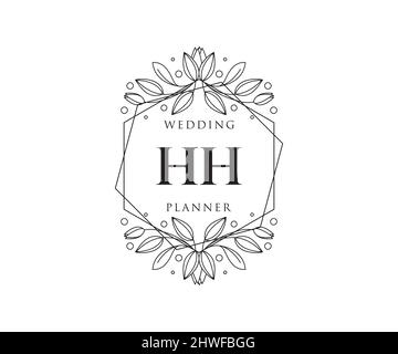 HH Initials Letter Hochzeit Monogram Logos Kollektion, handgezeichnete moderne minimalistische und florale Vorlagen für Einladungskarten, Save the Date, elegant Stock Vektor