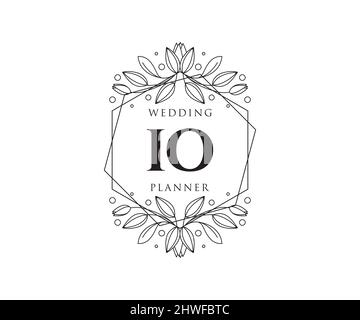 IO Initials Letter Hochzeit Monogram Logos Kollektion, handgezeichnete moderne minimalistische und florale Vorlagen für Einladungskarten, Save the Date, elegant Stock Vektor