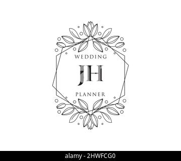 JH Initials Letter Hochzeit Monogram Logos Kollektion, handgezeichnete moderne minimalistische und florale Vorlagen für Einladungskarten, Save the Date, elegant Stock Vektor