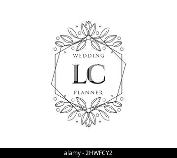 LC Initials Letter Hochzeit Monogram Logos Kollektion, handgezeichnete moderne minimalistische und florale Vorlagen für Einladungskarten, Save the Date, elegant Stock Vektor