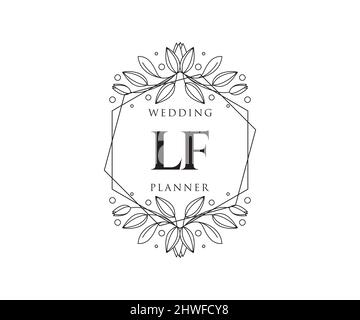 LF Initials Letter Hochzeit Monogram Logos Kollektion, handgezeichnete moderne minimalistische und florale Vorlagen für Einladungskarten, Save the Date, elegant Stock Vektor