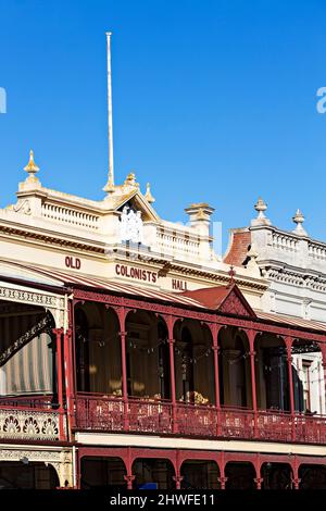 Ballarat Australia / das Ballarat Old Colonists Hall Gebäude wurde 1887-89 erbaut und der architektonische Stil ist klassisch revival. Stockfoto