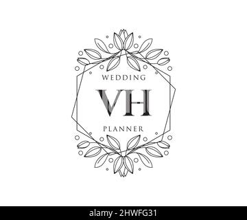 VH Initials Letter Hochzeit Monogram Logos Kollektion, handgezeichnete moderne minimalistische und florale Vorlagen für Einladungskarten, Save the Date, elegant Stock Vektor