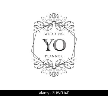 YO Initials Letter Hochzeit Monogram Logos Kollektion, handgezeichnete moderne minimalistische und florale Vorlagen für Einladungskarten, Save the Date, elegant Stock Vektor