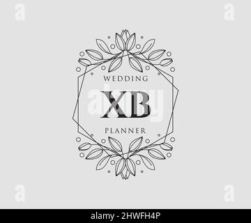 XB Initials Letter Hochzeit Monogram Logos Kollektion, handgezeichnete moderne minimalistische und florale Vorlagen für Einladungskarten, Save the Date, elegant Stock Vektor