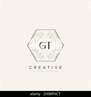 GT Initial Letter Flower Logo Template Vektor Premium-Vektor Stock Vektor