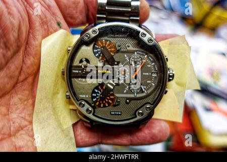 Breitling Super Chronomat 44 vier-Jahres-Kalender. .Baterie Wechsel Stockfoto