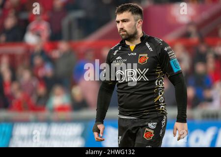 Limerick, Irland. 05. März 2022. Jordan Williams of Dragons während des United Rugby Championship Round 13-Spiels zwischen Munster Rugby und Dragons im Thomond Park in Limerick, Irland am 5. März 2022 (Foto von Andrew Surma/ Quelle: SIPA USA/Alamy Live News Stockfoto