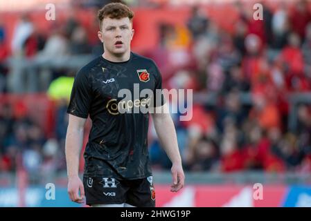 Limerick, Irland. 05. März 2022. Aneurin Owen von Dragons während des Spiels der United Rugby Championship Round 13 zwischen Munster Rugby und Dragons im Thomond Park in Limerick, Irland am 5. März 2022 (Foto von Andrew Surma/ Quelle: SIPA USA/Alamy Live News Stockfoto