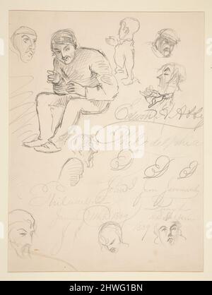 Blatt mit Abbildungen und Kopfstudien. Künstler: Edwin Austin Abbey, amerikanisch, 1852–1911, M.A. (HON.) 1897 Stockfoto