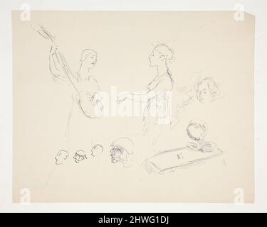 Blatt mit Figurenstudien. Künstler: Edwin Austin Abbey, amerikanisch, 1852–1911, M.A. (HON.) 1897 Stockfoto