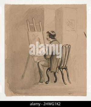 Künstler sitzt in Easel. Künstler: Edwin Austin Abbey, amerikanisch, 1852–1911, M.A. (HON.) 1897 Stockfoto