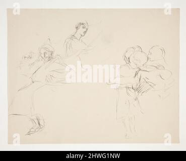 Blatt mit Figurenstudien. Künstler: Edwin Austin Abbey, amerikanisch, 1852–1911, M.A. (HON.) 1897 Stockfoto