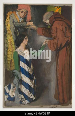 „Bis die heilige Kirche zwei als eins einbezieht“ - Akt II, Szene VI, Romeo und Julia. Künstler: Edwin Austin Abbey, amerikanisch, 1852–1911, M.A. (HON.) 1897 Stockfoto