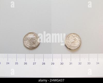 Denar von Severus Alexander, Kaiser von Rom aus Rom. Herrscher: Severus Alexander, Kaiser von Rom, 208–235 n. Chr., regiert 222–35 n. Chr. Münzstätte: Rom Künstler: Unbekannt Stockfoto