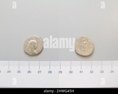 Denar von Severus Alexander, Kaiser von Rom aus Rom. Herrscher: Severus Alexander, Kaiser von Rom, 208–235 n. Chr., regiert 222–35 n. Chr. Münzstätte: Rom Künstler: Unbekannt Stockfoto