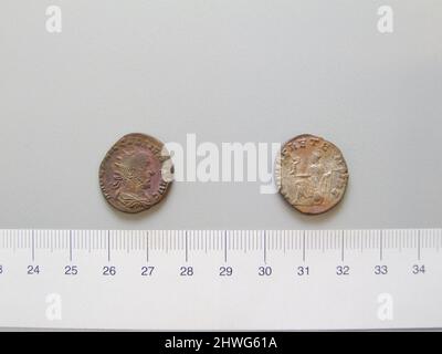 Münze von Gallienus, Kaiser von Rom aus Antiochien. Herrscher: Gallienus, Kaiser von Rom, ca. 218–268 n. Chr., regiert 253–68 Münzstätte: Antioch Künstler: Unbekannt Stockfoto