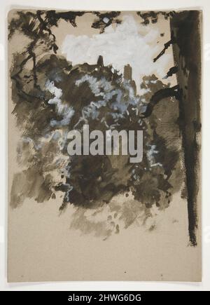 Landschaft mit Baum. Künstler: Edwin Austin Abbey, amerikanisch, 1852–1911, M.A. (HON.) 1897 Stockfoto
