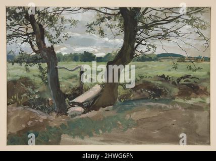 Studie von zwei Bäumen und einem Feld. Künstler: Edwin Austin Abbey, amerikanisch, 1852–1911, M.A. (HON.) 1897 Stockfoto