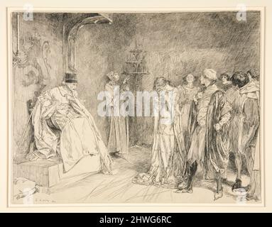 King: „Wissen Sie nicht, Bertram, was sie für mich getan hat?“, aus Akt II, Szene iii, alles ist gut, das endet gut. Künstler: Edwin Austin Abbey, amerikanisch, 1852–1911, M.A. (HON.) 1897 Stockfoto