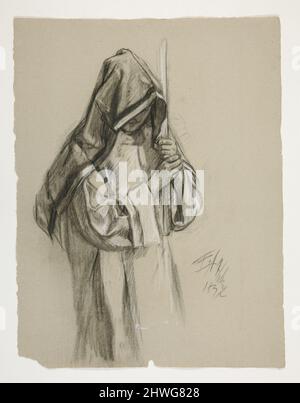Figurenstudie für Sir Lancelot und Sir Bors statten Galahad mit seinen Spornen aus, aus der Quest of the Holy Gral (zweite einer Serie von fünfzehn Gemälden für die Boston Public Library, fertiggestellt 1901). Künstler: Edwin Austin Abbey, amerikanisch, 1852–1911, M.A. (HON.) 1897 Stockfoto