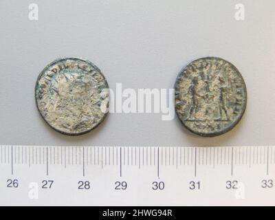 Antoninianus von Diokletian, Kaiser von Rom aus Antiochien. Herrscher: Diokletian, Kaiser von Rom, 245–316 n. Chr., regiert 284–305 n. Chr. Münzstätte: Antiochia Künstler: Unbekannt Stockfoto