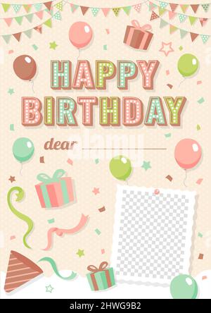 Happy Birthday Grußkarte Vektor-Illustration (mit einem Leerzeichen, wo Sie Ihren Namen frei schreiben können) Stock Vektor