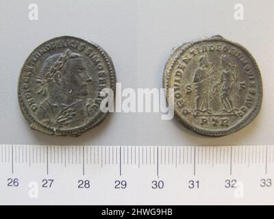 1 Nummus von Maximian aus Trier. Herrscher: Maximian, Kaiser von Rom, ca. 250–ca. 310, regiert 286–305 Münzstätte: Trier Stockfoto