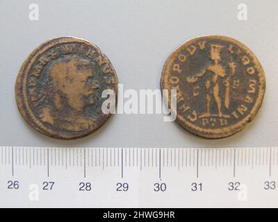 1 Nummus von Maximian aus Trier. Herrscher: Maximian, Kaiser von Rom, ca. 250–ca. 310, regiert 286–305 Münzstätte: Trier Stockfoto