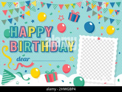 Happy Birthday Grußkarte Vektor-Illustration (mit einem Leerzeichen, wo Sie Ihren Namen frei schreiben können) Stock Vektor