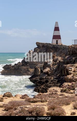 Das Wahrzeichen von Obelisk in der südöstlichen Stadt Robe South Australia wurde am 18. 2022. Februar aufgenommen Stockfoto