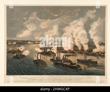 Bombardierung und Eroberung der Insel „Nummer zehn“. Künstler: Currier & Ives, amerikanisch, aktiv 1834–1907 Stockfoto