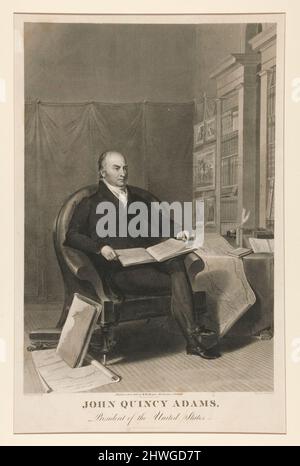 John Quincy Adams, Präsident der Vereinigten Staaten. Künstler: Asher Brown Durand, Amerikaner, 1796–1886After: Thomas Sully, Amerikaner, Geboren England, 1783–1872 Stockfoto